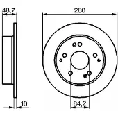 Bosch Bromsskiva 0 986 479 225 bak, full, 1 Stycke