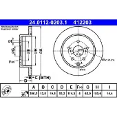Ate Bromsskiva 24.0112-0203.1 bak, full, 1 Stycke