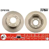 TRW Bromsskiva DF6106 bak, full, 1 Stycke