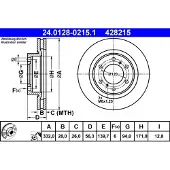Ate Bromsskiva 24.0128-0215.1 fram, ventilerad, 1 Stycke