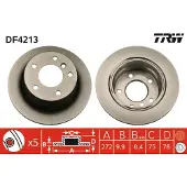 TRW Bromsskiva DF4213 bak, full, 1 Stycke