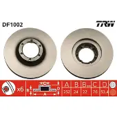 TRW Bromsskiva DF1002 fram, ventilerad, höggradigt förkolnad, 1 Stycke
