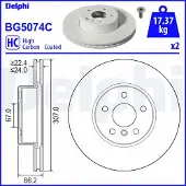 Delphi Bromsskiva BG5074C, 2 Stycke