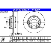 Ate Bromsskiva 24.0110-0397.1 bak, full, 1 Stycke