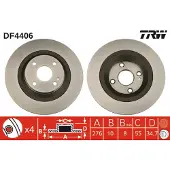 TRW Bromsskiva DF4406 bak, full, 1 Stycke