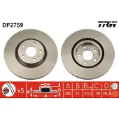 TRW Bromsskiva DF2759 fram, ventilerad, 1 Stycke