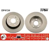 TRW Bromsskiva DF4134 bak, full, 1 Stycke