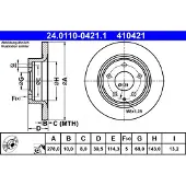 Ate Bromsskiva 24.0110-0421.1 bak, full, 1 Stycke