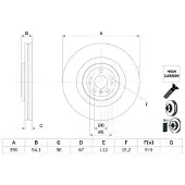 Bosch Bromsskiva 0 986 479 E96 fram, ventilerad, slits, höggradigt förkolnad, 1 Stycke