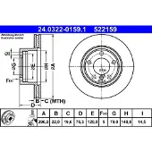 Ate Bromsskiva Power Disc 24.0322-0159.1, 1 Stycke