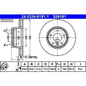 Ate Bromsskiva Power Disc 24.0324-0181.1, 1 Stycke