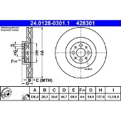 Ate Bromsskiva 24.0128-0301.1 fram, ventilerad, 1 Stycke