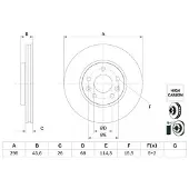 Bosch Bromsskiva 0 986 479 F05 fram, ventilerad, höggradigt förkolnad, 1 Stycke