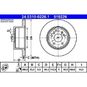 Ate Bromsskiva Power Disc 24.0310-0226.1, 1 Stycke
