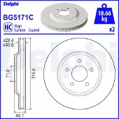 Delphi Bromsskiva BG5171C fram, ventilerad, höggradigt förkolnad, 2 Stycke