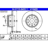 Ate Bromsskiva 24.0110-0409.1 bak, full, 1 Stycke