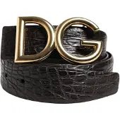 Dolce&Gabbana Svart Exotisk Läder DG Logobälte med Spänne