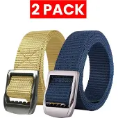Enzo | 2-pack Herr Canvasbälte - Beige & Marinblå
