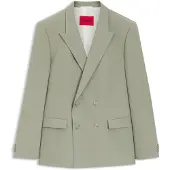 HUGO Slim-fit jacket in wool-blend poplin
