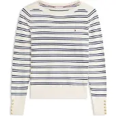 Tommy Hilfiger Gold Tone Button Jersey Boat Neck Jumper