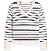 Tommy Hilfiger Gold Tone Button Cuff V Neck Jumper