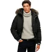 Superdry för män. M5011742A Everest Quiltad Bomberjacka med huva svart (XXL), Casual, Polyester