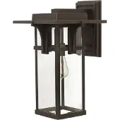HINKLEY Vägglampa utomhus Manhattan L, dimbar, Brun / mässing, Aluminium / grå / zink, Utomhusvägglampa