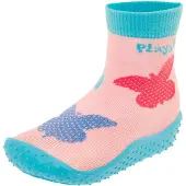 Playshoes Strand-/badsko 'Schmetterlinge' blå / ljusblå / rosa / hallon