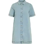 Vila Nus Denim Kortärmad Kort Klänning