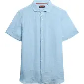 Superdry för män. M4010937A Kortärmad linneskjorta Vacation blå (XL), Casual, Lino, Kort ärm
