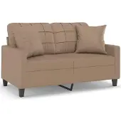 vidaXL 2-sits soffa med prydnadskuddar cappuccino 120 cm konstläder