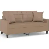 vidaXL 2-sitssoffa med kuddar, cappuccino, 140 cm, konstläder