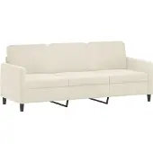 vidaXL 3-sitssoffa gräddvit 180 cm sammet