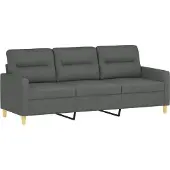 vidaXL 3-sitssoffa mörkgrå 180 cm tyg