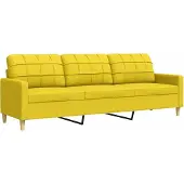 vidaXL 3-sitssoffa ljusgul 210 cm tygklädsel