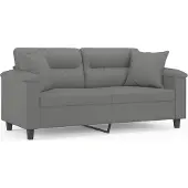 vidaXL 2-sitssoffa med prydnadskuddar mörkgrå 140 cm mikrofibertyg