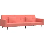 vidaXL Bäddsoffa 2-sits med två kuddar rosa sammet