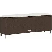vidaXL Trädgårdsbänk med dyna brun 110x30x40,5 cm konstrotting