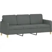 vidaXL 3-sitssoffa mörkgrå 180 cm tyg
