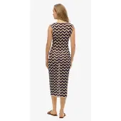 Superdry för kvinnor. W8011848A Sicksack midi-stickad klänning i marinblå (XS), Casual, Viskos, Ärmlös / Hängselbyxor, Marino