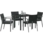 vidaXL Trädgårdsmöbelset 5 pcs Svart Poly rattan
