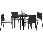 vidaXL Trädgårdsmöbelset 5 pcs Svart Pulverlackerat stål