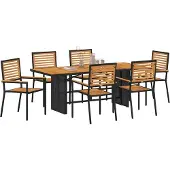 vidaXL Trädgårdsmöbelset 7 pcs Svart och Brunt konstrotting