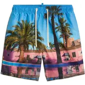 Superdry för män. M3010233A Baddräkt med fototryck i blått återvunnet material (XL), Strandkläder, Hållbar, Återvunnen polyester