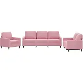 vidaXL Soffgrupp med dynor 3 delar rosa sammet