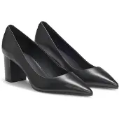 HUGO Pointed-toe pumps in nappa leather with chunky heel
