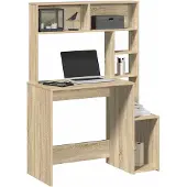 vidaXL Skrivbord med hyllor sonoma-ek 100x45x140 cm konstruerat trä