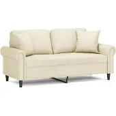 vidaXL 2-sits soffa med prydnadskuddar gräddvit 140 cm konstläder