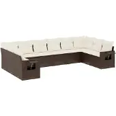 vidaXL Loungegrupp 10 delar med brun dynor konstrotting