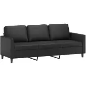 vidaXL 3-sitssoffa svart 180 cm konstläder
